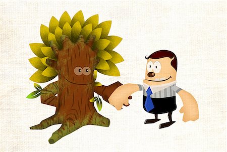 Businessman joining hands with a tree Foto de stock - Sin royalties Premium, Código: 630-06724011