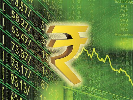 simsearch:630-03481331,k - Indian rupee symbol with financial figures Photographie de stock - Premium Libres de Droits, Code: 630-06724078