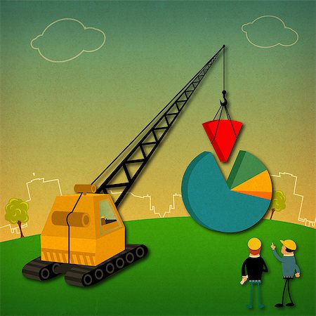 financial management - Pie chart being built with crane Stock Photo - Premium Royalty-Free, Code: 630-06724098