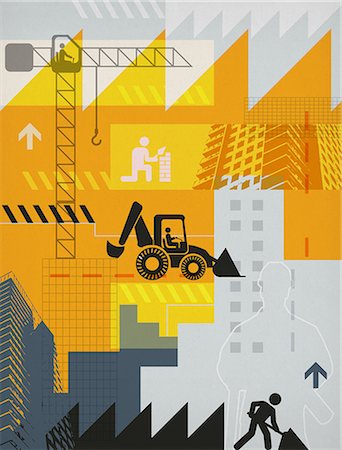 earth movers - Illustrative representation showing construction industry Stock Photo - Premium Royalty-Free, Code: 630-06724192