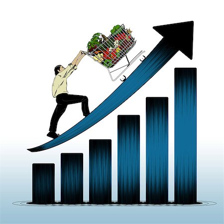 Illustrative representation showing price rising Foto de stock - Sin royalties Premium, Código: 630-06724212