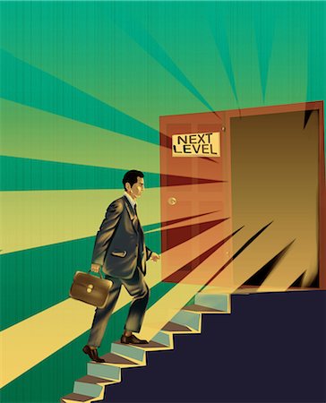 door open light - Promoted businessman moving to the next level Stock Photo - Premium Royalty-Free, Code: 630-06724252