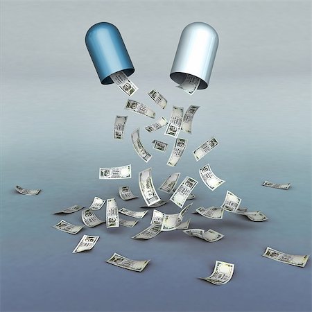 Open drug capsule with contents of money Foto de stock - Sin royalties Premium, Código: 630-06724274