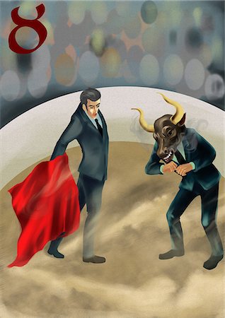 signo & - Businessman confronting a business bull Foto de stock - Sin royalties Premium, Código: 630-06724318