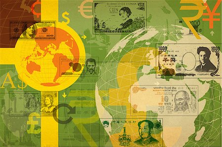 Illustrative representation of global currency Photographie de stock - Premium Libres de Droits, Code: 630-06724338