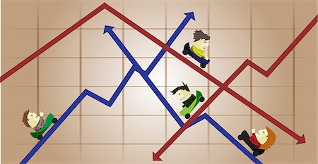 Illustrative representation showing ups and downs of business Foto de stock - Sin royalties Premium, Código: 630-06724368