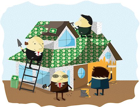 simsearch:630-06724088,k - Businessmen protecting house with insurance cover Stock Photo - Premium Royalty-Free, Code: 630-06724374