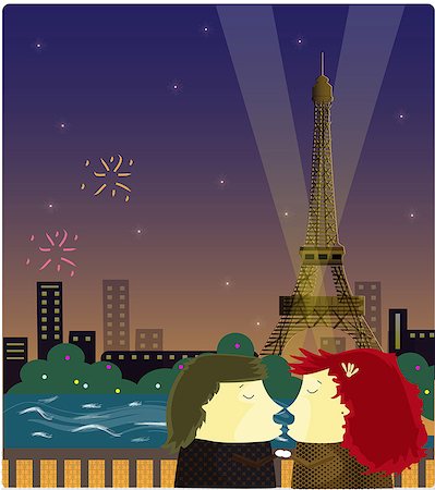romance and stars in the sky - Romantic couple in front of the Eiffel Tower, Paris, France Stock Photo - Premium Royalty-Free, Code: 630-06724372