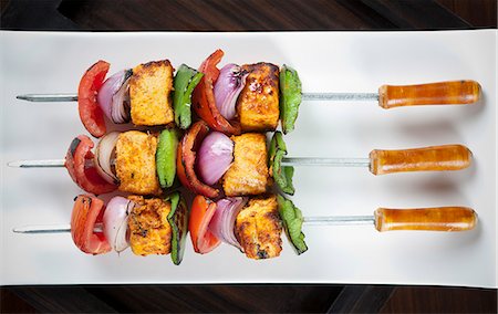 skewer - Close-up of grilled vegetable kebab Stock Photo - Premium Royalty-Free, Code: 630-06724852