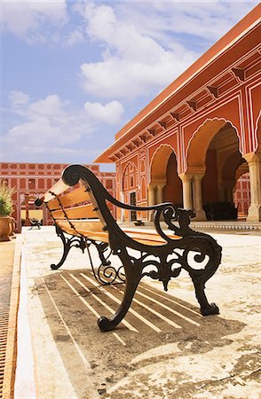 simsearch:630-06721784,k - Bench in a palace, City Palace, Jaipur, Rajasthan, India Stock Photo - Premium Royalty-Free, Code: 630-06721768