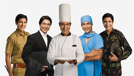 Multiple images of a man in different occupations uniforms Stock Photo - Premium Royalty-Free, Code: 630-06721972