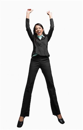 Portrait of a businesswoman cheering Photographie de stock - Premium Libres de Droits, Code: 630-06722004