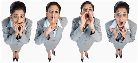 screaming woman in fear - Multiple images of a businesswoman with different facial expression Stock Photo - Premium Royalty-Free, Code: 630-06722639