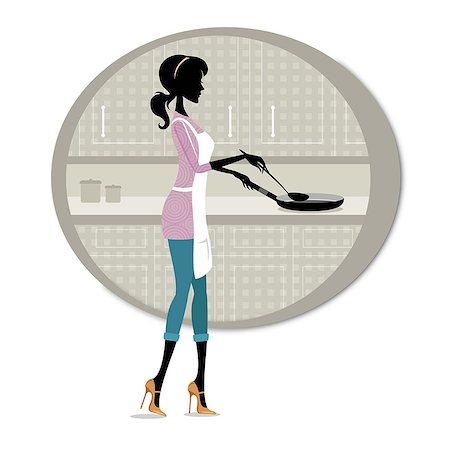 Woman cooking food in the kitchen Foto de stock - Sin royalties Premium, Código: 630-06723592