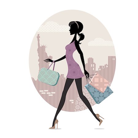 shoes shopaholic - Woman walking with shopping bags Stock Photo - Premium Royalty-Free, Code: 630-06723593