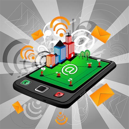 Illustrative representation showing the use of a mobile phone for accessing e-mails Stockbilder - Premium RF Lizenzfrei, Bildnummer: 630-06723624