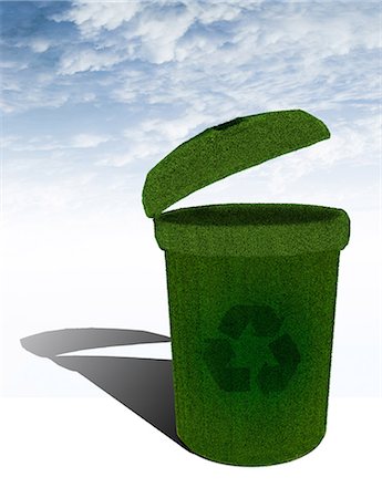 simsearch:630-06724008,k - Grass rendering a recycling bin Photographie de stock - Premium Libres de Droits, Code: 630-06723643