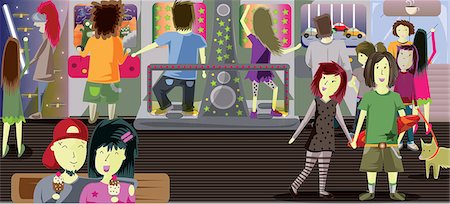 friendship relationships clip art - Teenagers in a game parlor Stock Photo - Premium Royalty-Free, Code: 630-06723696