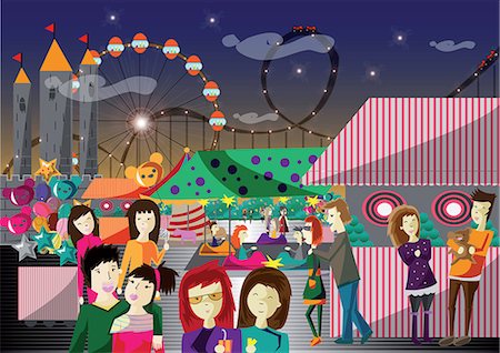 rollercoaster night - Teenagers having fun in an amusement park Stock Photo - Premium Royalty-Free, Code: 630-06723701