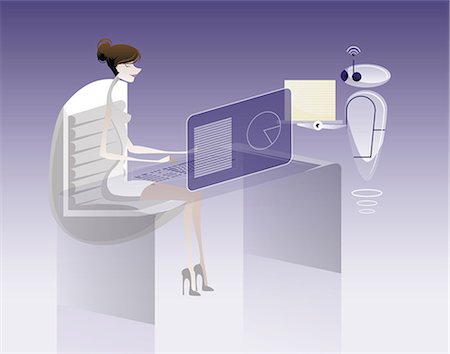 roboter - Businesswoman analyzing a report in an office Photographie de stock - Premium Libres de Droits, Code: 630-06723716