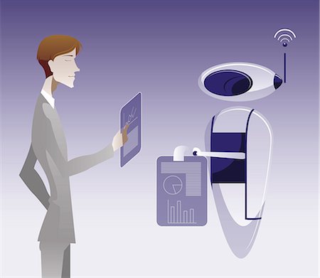 futuristic offices - Robot taking orders Stock Photo - Premium Royalty-Free, Code: 630-06723717