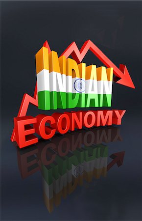 stock market - Arrow sign showing downfall in Indian economy Stock Photo - Premium Royalty-Free, Code: 630-06723747