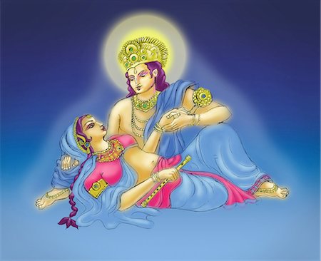 Radha Krishna Stock Photo - Premium Royalty-Free, Code: 630-06723769