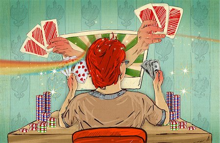 playing poker - Man playing online poker Stock Photo - Premium Royalty-Free, Code: 630-06723836