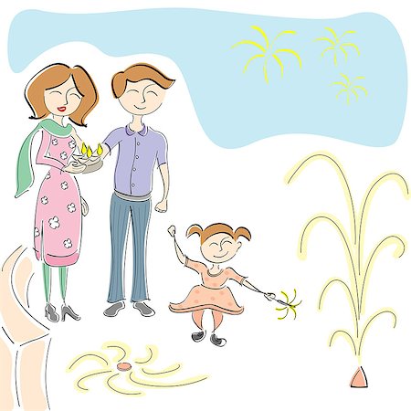 family firecracker - Family celebrating Diwali Stock Photo - Premium Royalty-Free, Code: 630-06723840