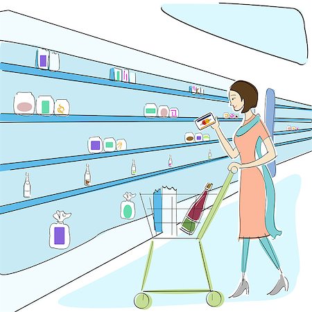 Woman shopping in a supermarket Stock Photo - Premium Royalty-Free, Code: 630-06723871