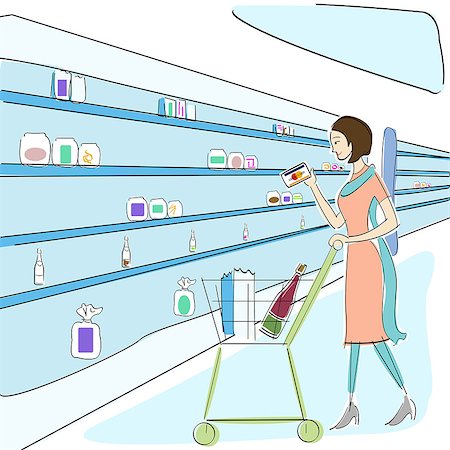 department store interior - Woman shopping in a supermarket Stock Photo - Premium Royalty-Free, Code: 630-06723871