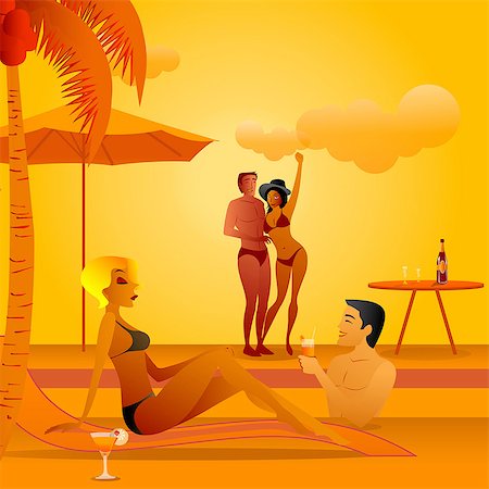 party cocktails - Couples enjoying a pool party Stock Photo - Premium Royalty-Free, Code: 630-06723916