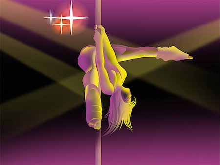 polish ethnicity (female) - Woman pole dancing in a nightclub Foto de stock - Sin royalties Premium, Código: 630-06723929