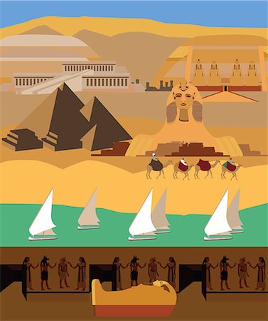 egyptian museum cairo - Montage of the tourist attractions of Egypt Photographie de stock - Premium Libres de Droits, Code: 630-06723954