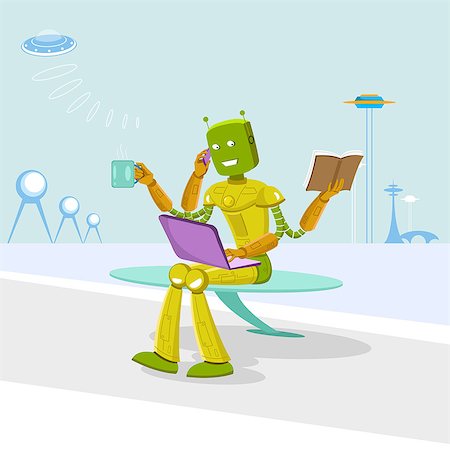 Multi-armed robot performing multiple tasks Stock Photo - Premium Royalty-Free, Code: 630-06723962