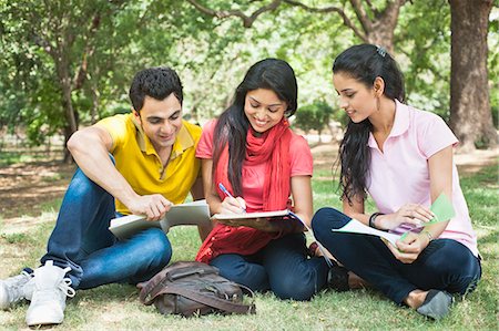 Friends studying in a park, Lodi Gardens, New Delhi, Delhi, India Stock Photo - Premium Royalty-Free, Code: 630-07071327