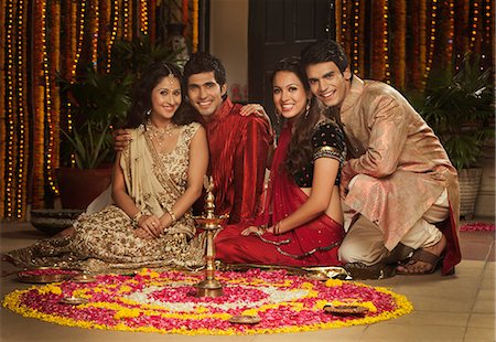 Friends celebrating Diwali Stock Photo - Premium Royalty-Free, Code: 630-07072058