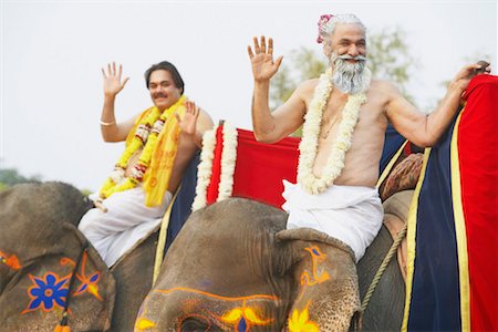 elephant indian costume - Portrait of two priests riding elephants Stock Photo - Premium Royalty-Free, Code: 630-01077313