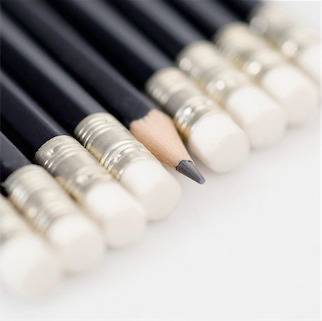 pencils and eraser - High angle view of pencils Stock Photo - Premium Royalty-Free, Code: 630-01126639