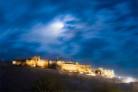 Fort éclairé la nuit, Amber Fort, Jaipur, Rajasthan, Inde Photographie de stock - Premium Libres de Droits, Code: 630-01127281