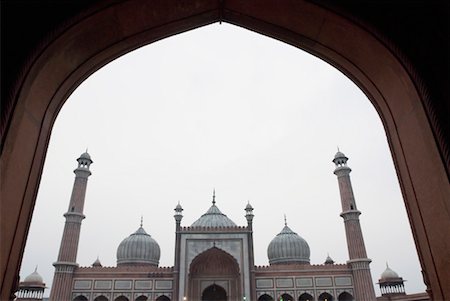 Low angle view of the facade of a mosque, Jama Masjid, New Delhi, India Foto de stock - Sin royalties Premium, Código: 630-01191793
