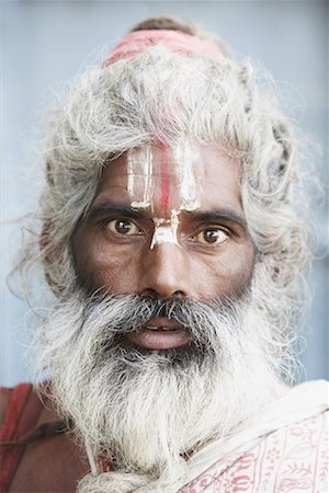 portrait 40s indian man one person - Portrait of a sadhu Stock Photo - Premium Royalty-Free, Code: 630-01490697