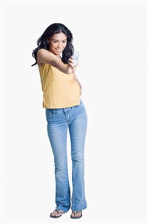 Woman Wearing Flip Flop Blue Jeans Stock Photo 75120163