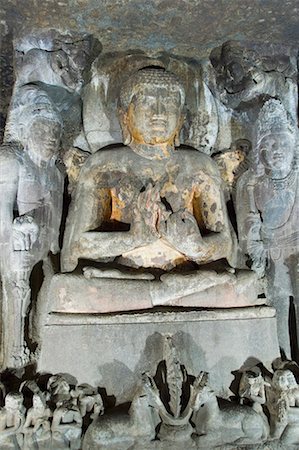 Statue of Buddha in a cave, Ajanta, Maharashtra, India Stock Photo - Premium Royalty-Free, Code: 630-01708818