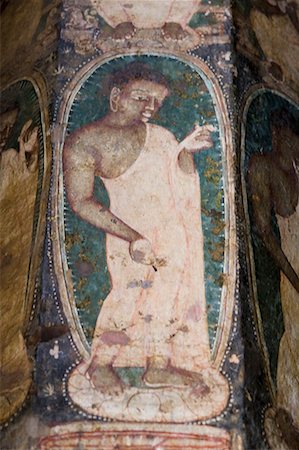 Fresco of Buddha on the wall of a cave, Ajanta, Maharashtra, India Stock Photo - Premium Royalty-Free, Code: 630-01708836