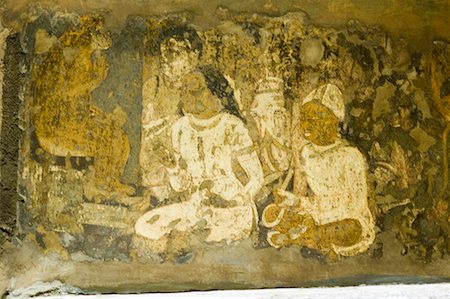 Mural on the wall of a cave, Ajanta, Maharashtra, India Foto de stock - Sin royalties Premium, Código: 630-01708858