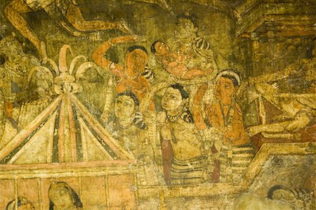 fresken - Nahaufnahme von einem Wandgemälde in eine Höhle, Ajanta, Maharashtra, Indien Stockbilder - Premium RF Lizenzfrei, Bildnummer: 630-01708867