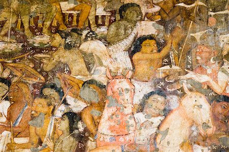 Close-up of a mural in a cave, Ajanta, Maharashtra, India Foto de stock - Sin royalties Premium, Código: 630-01708878