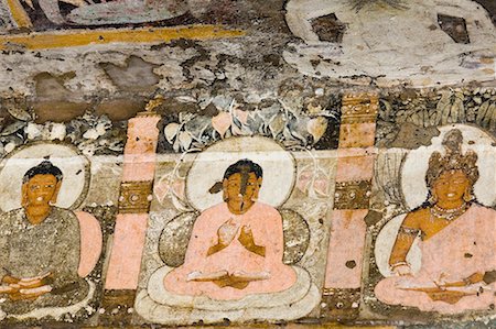 Close-up of a mural in a cave, Ajanta, Maharashtra, India Stock Photo - Premium Royalty-Free, Code: 630-01708889