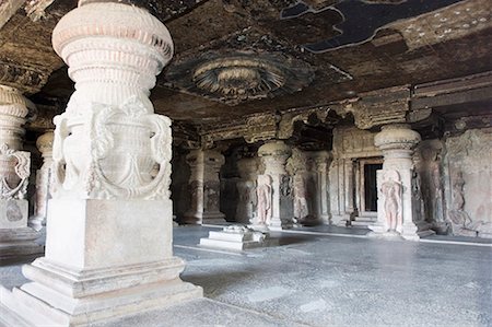 prayer hall - Interiors of a cave, Ellora, Aurangabad, Maharashtra, India Stock Photo - Premium Royalty-Free, Code: 630-01708943